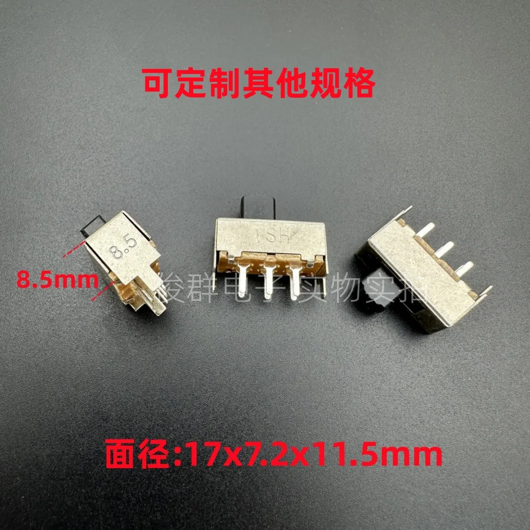 100pcs/ SS22F07G9 sliding toggle switch double row 6 feet 2 gear buckle fixed foot handle height 5,6,7,9mm
