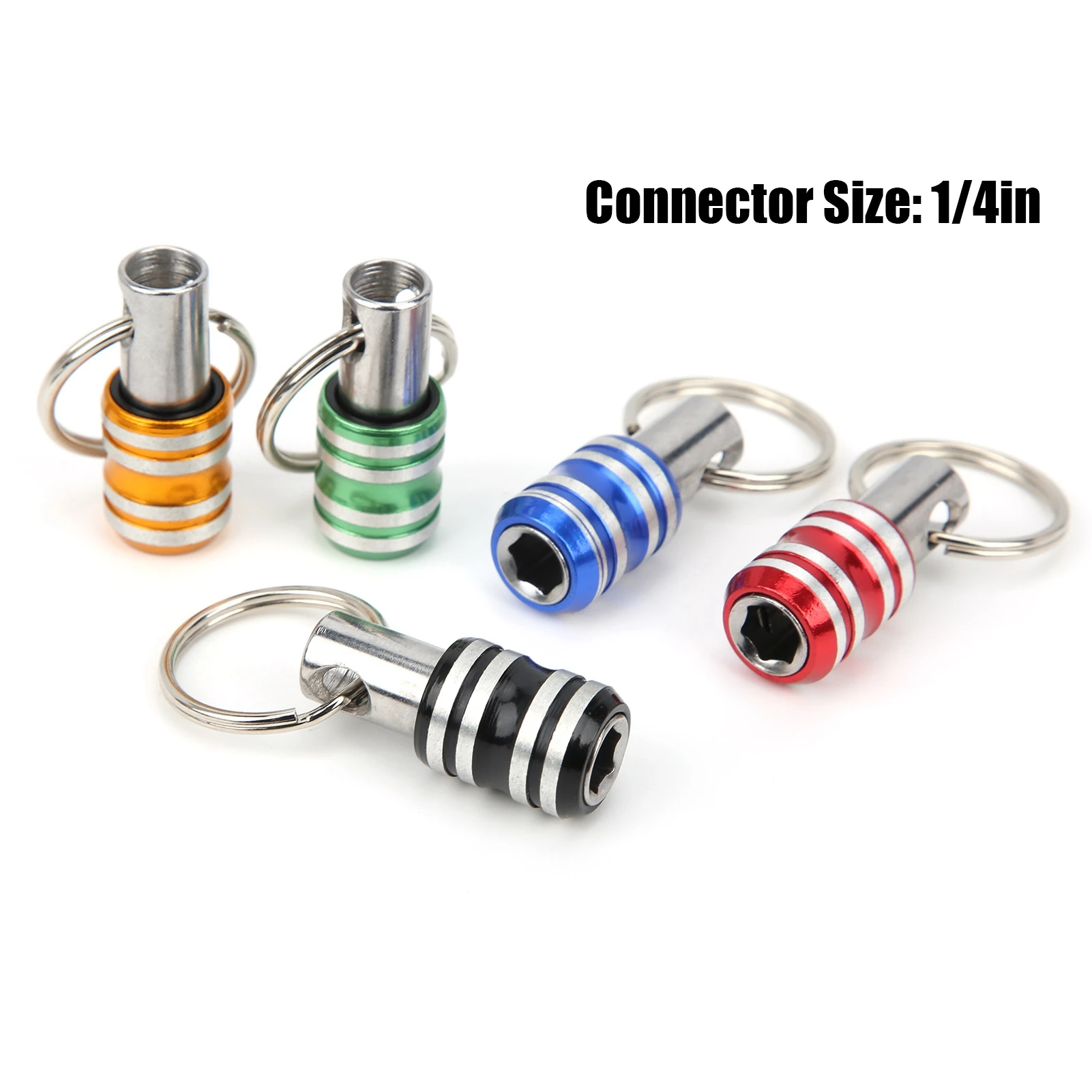 

1/4in Screwdriver Bit Holders, 5Pcs Keychain Screwdriver Bit Holders Aluminum Alloy 3‑Slot 1/4in Quick‑Release Tool
