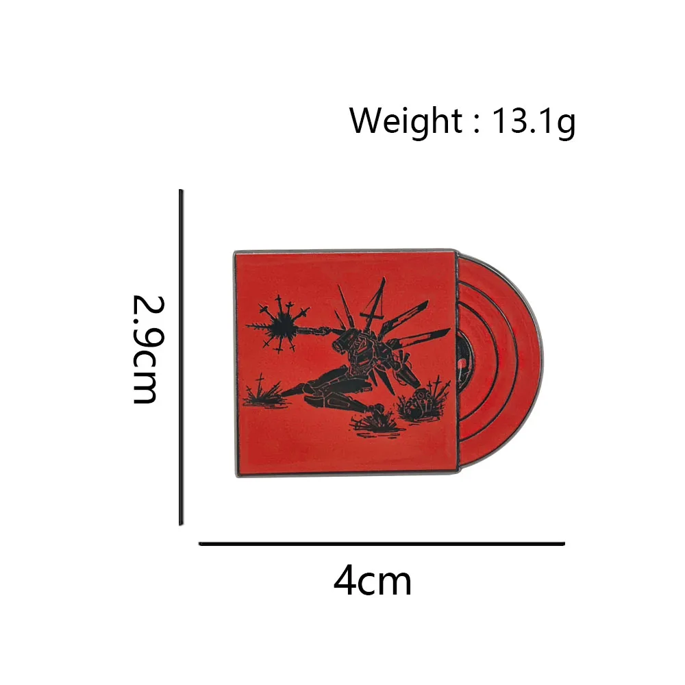 U-ULTRAKILL-Game Emaille-Pin V1 Roboter Schallplatten-Brosche Original Soundtrack OST Rote Hülle Metall-Abzeichen Retro FPS Gaming Geschenk – Detail 2