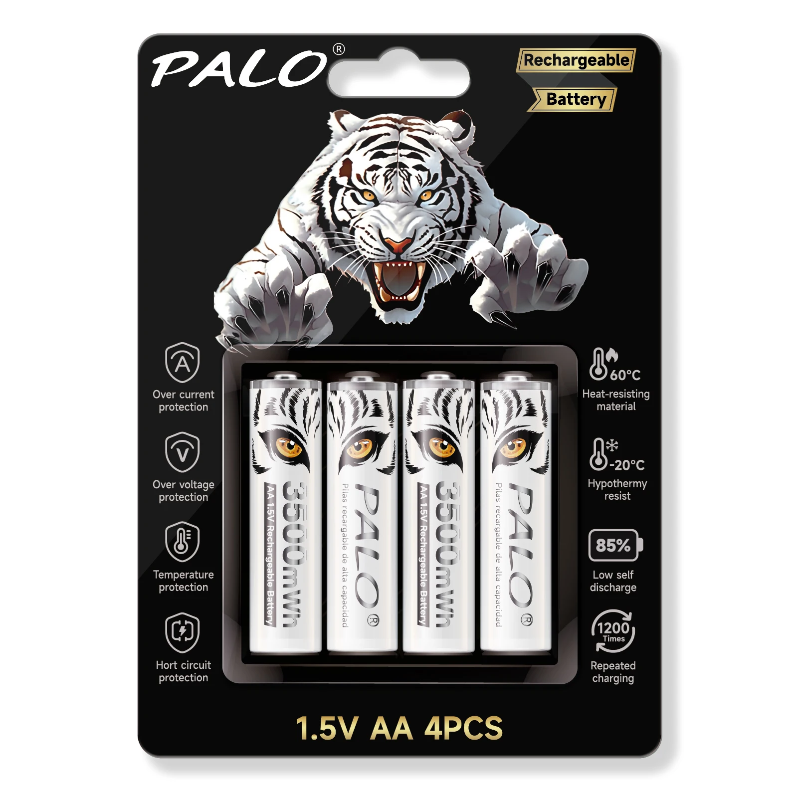 PALO 1.5V Li-ion AA+ AAA Rechargeable Batteries Lithium-ion 3500mWh AA Rechargeable Battery 1300mWh AAA Battery for Mouse alarm