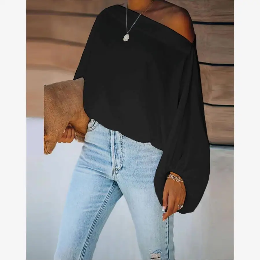 Damska luźna bluzka z nadrukiem, modna, z asymetrycznym dekoltem, kwiatowy wzór, oversize, letnia, poliester, etniczny styl.