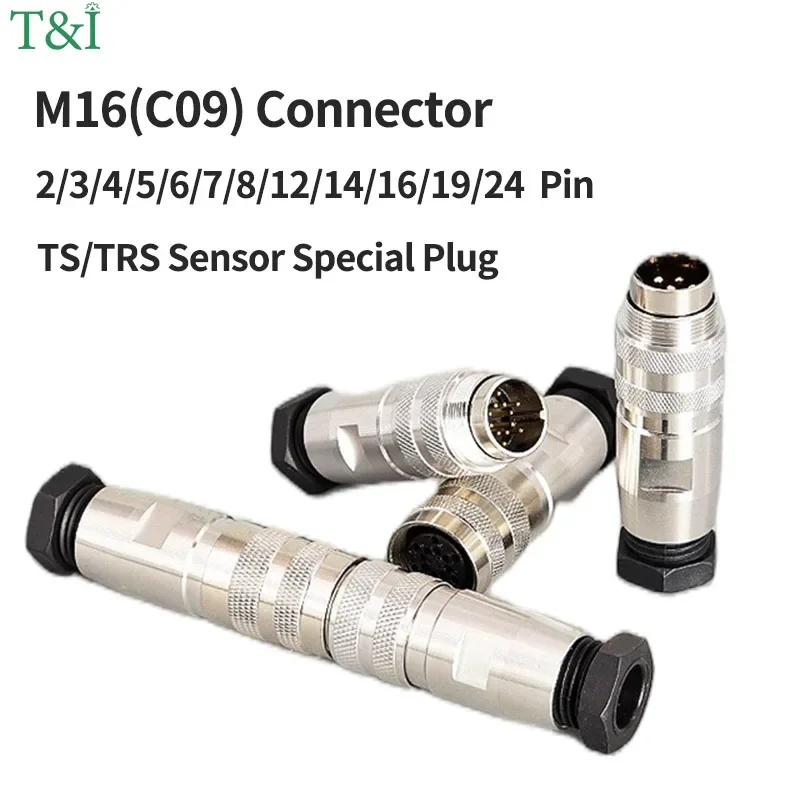 

2/5/20 Sets M16 C09 Socket TS/TRS Butt Joint Straight Sensor Waterproof Aviation Plug Circular Connector Male Female Connection