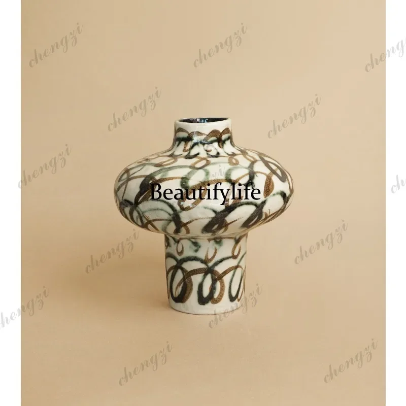 CCC Great Dan ceramic vases, handmade art flower vessels, new Chinese vintage living room and entryway flower arrangements