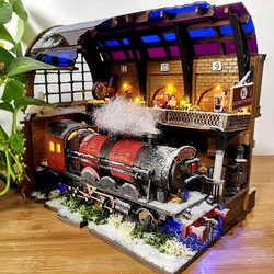 DIY Book Nook Wooden Diagon Alley Building Model Bookend Bookshelf Insert Bookcase 3/4 Railway Station Toy Children Adult Gift