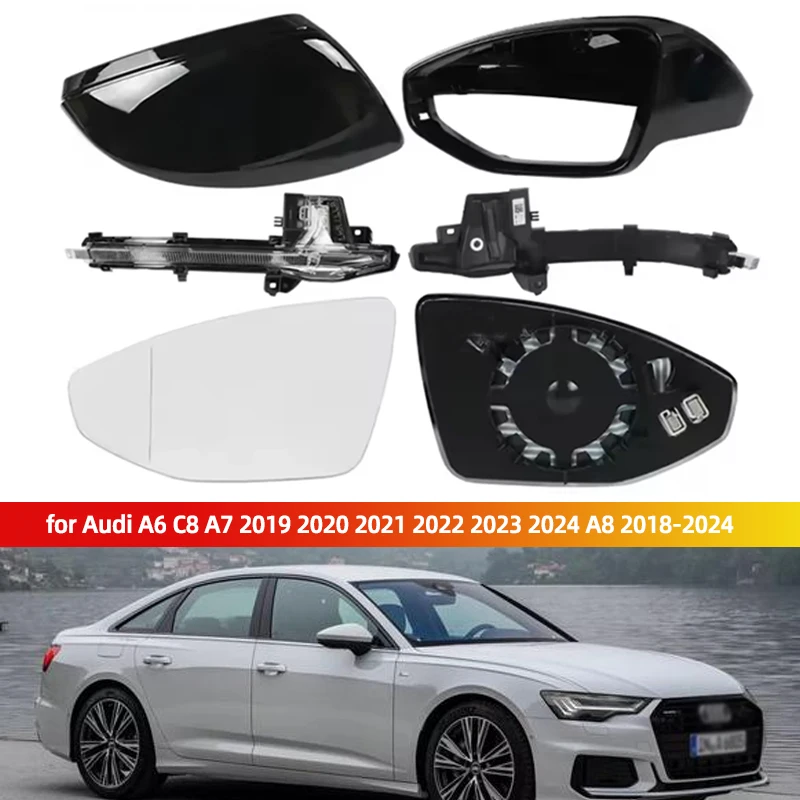 

Для Audi A6 C8 A7 2019 2020 2021 2022 2023 2024 A8 2018-2024 автомобильное заднее зеркало с подогревом, стеклянная крышка указателя поворота, нижняя часть