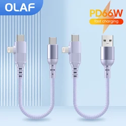 25cm Short USB C Cable For iPhone 15 2-in-1 USB to Type C/Lightning Cable Fast Charging USB Cable For xiaomi Samsung Power Band