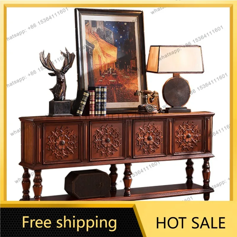 XX. European side cabinet American entrance table retro solid wood corridor table