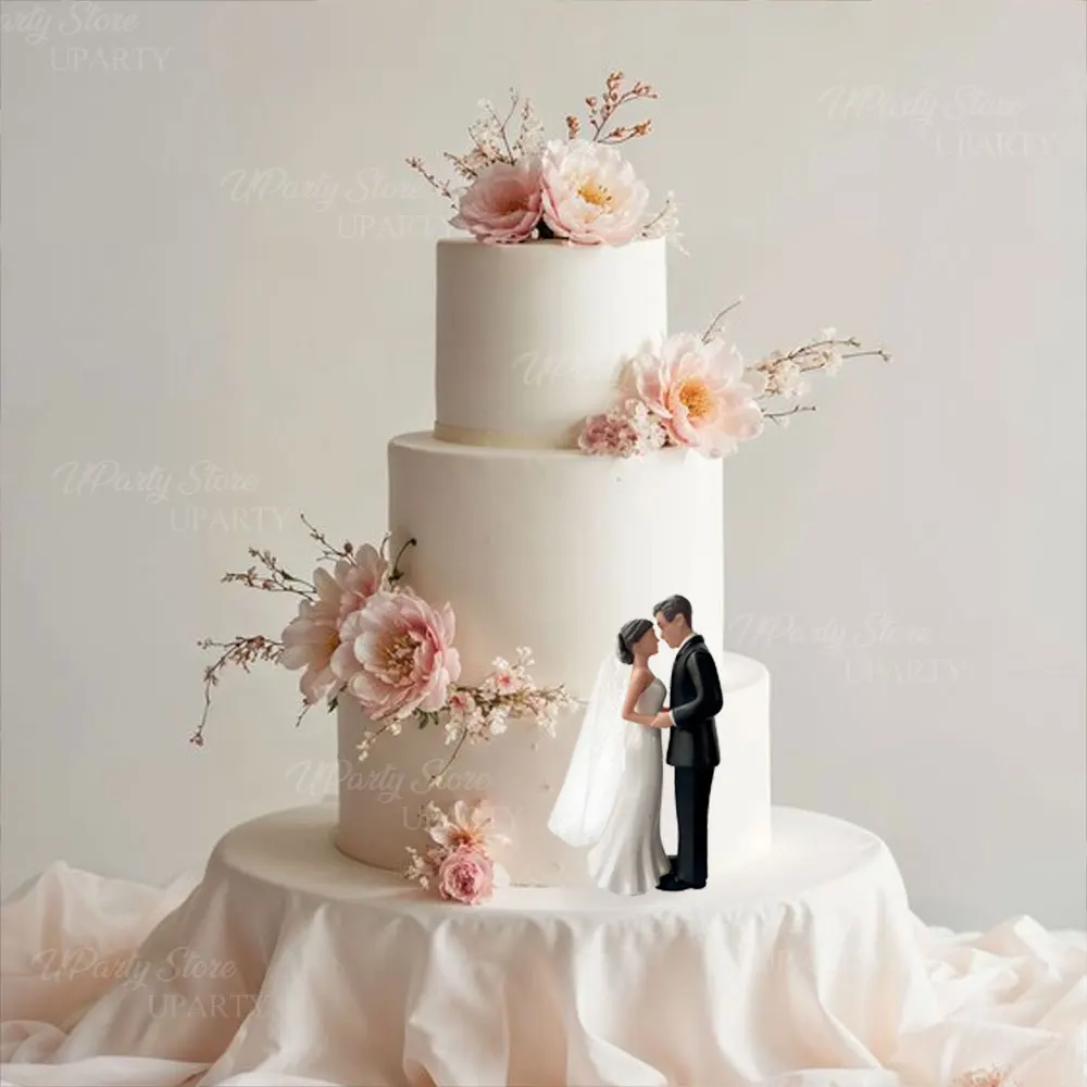 Hochzeitstorte Topper Romantische Paar Statue Braut und Bräutigam Figuren für Kuchen Dekorationen Verlobung Hochzeit Party Dekor Gastgeschenk – Detail 5