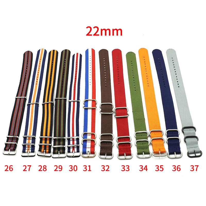 1pc 22mm Nylon Watchband Brand Army Sports Fabric Watch Strap Accessories Bands Buckle Belt Replacement Wristband