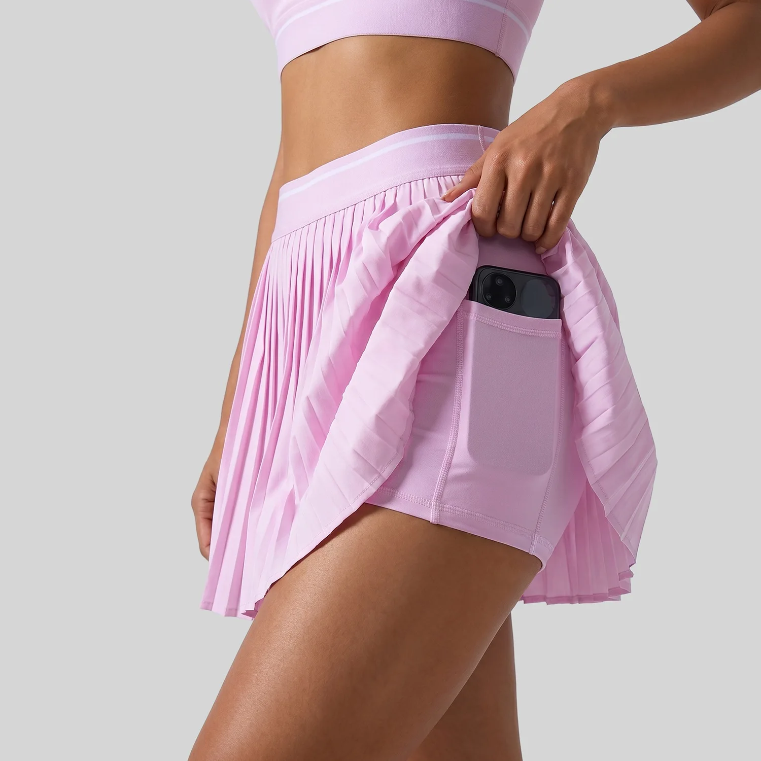 Women Pleated Tennis Skort High Waist Sports Skirt With Pocket Built-in Shorts Quick Dry Golf Running Fitness Athletic Skirts
