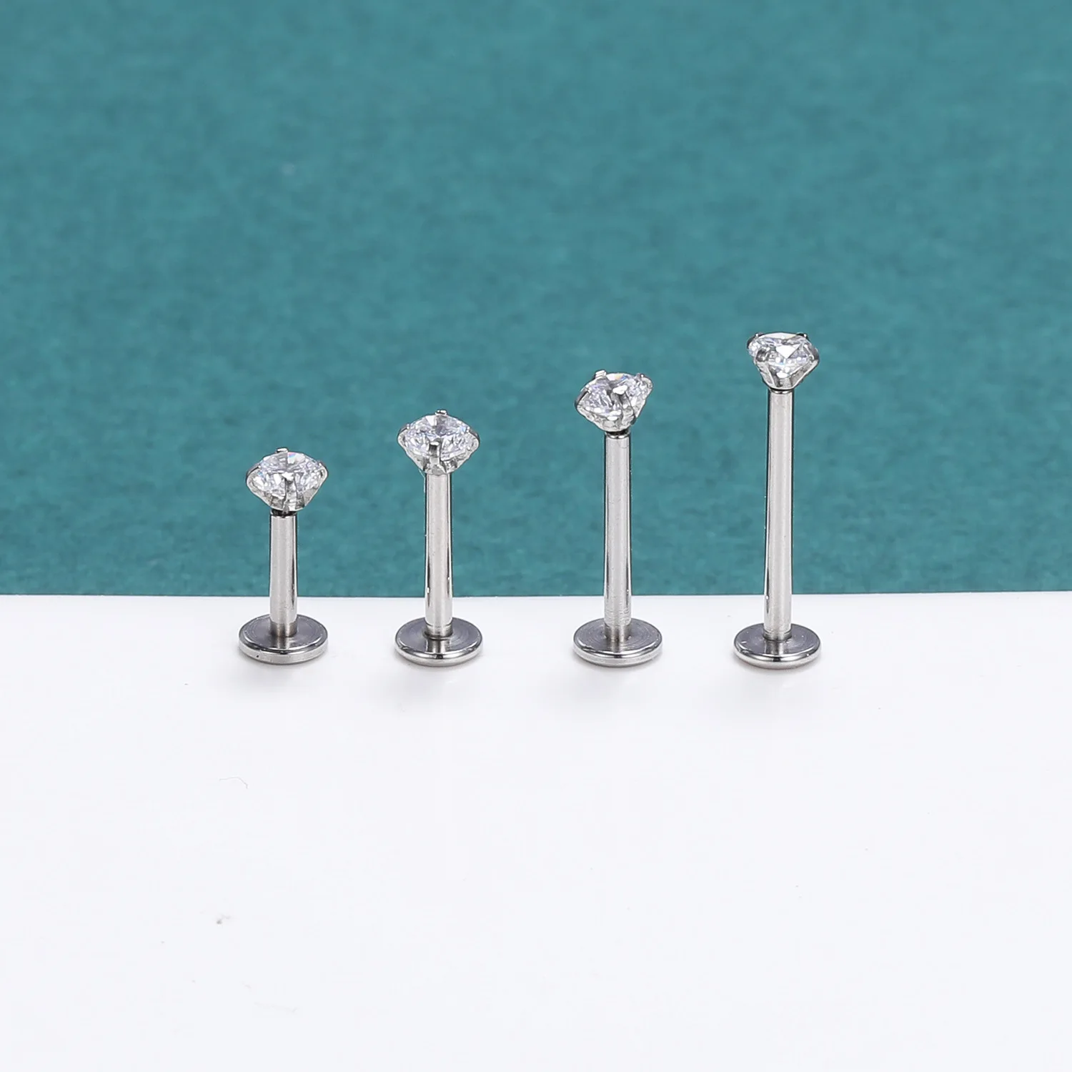 3pc/set Stainless Steel Unisex Women Men Crystal Zircon Ear Studs Earring 4 Prong Tragus Cartilage Piercing Labret Party Jewelry