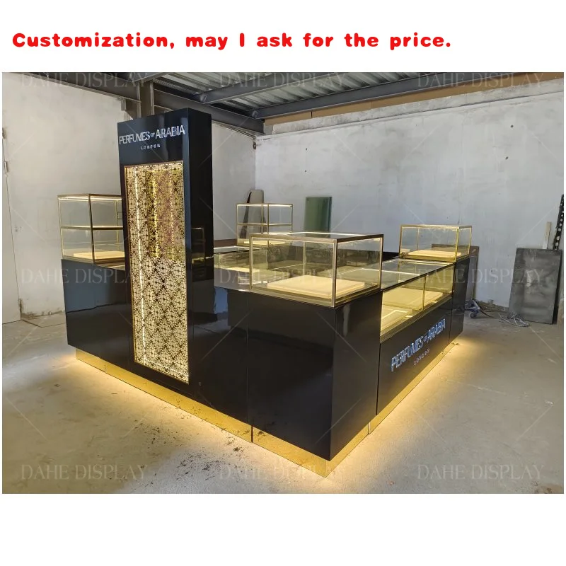 custom.Arab Luxury and Black Color Arabic Perfume Kiosk of Dimensions 4M X Design Luxurious Perfume Kiosk