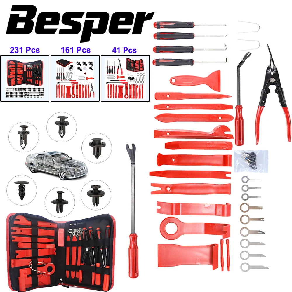 Besper Precision Pick and Hook Set Car Trim Removal Tool, Door Panel Radio/ Stereo Clips Fasteners Terminal Removal Tool Kit