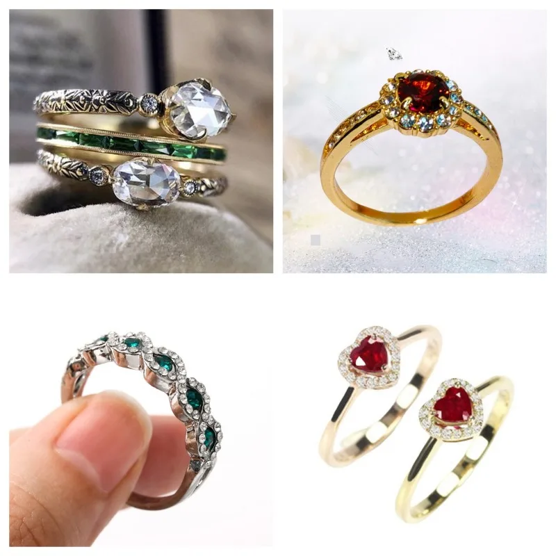 2024 New Micro-set Engagement Ring Women’s Geometric Creative Fashion Personalized Zirconia Hand Jewelry