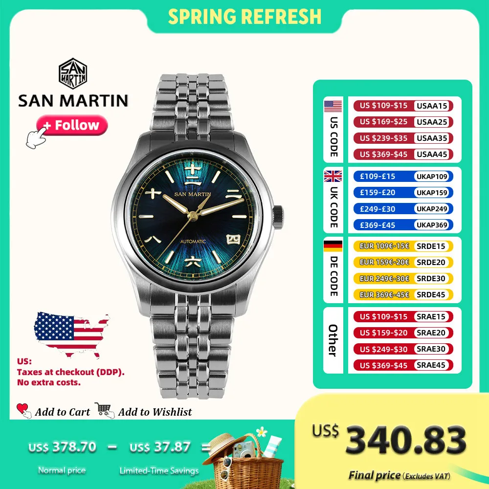 

San Martin New 39mm Men Watch Miyota 90S5 Chinese Original Design JianZhan Gada Mechanical Watches Waterproof Luminous SN0144