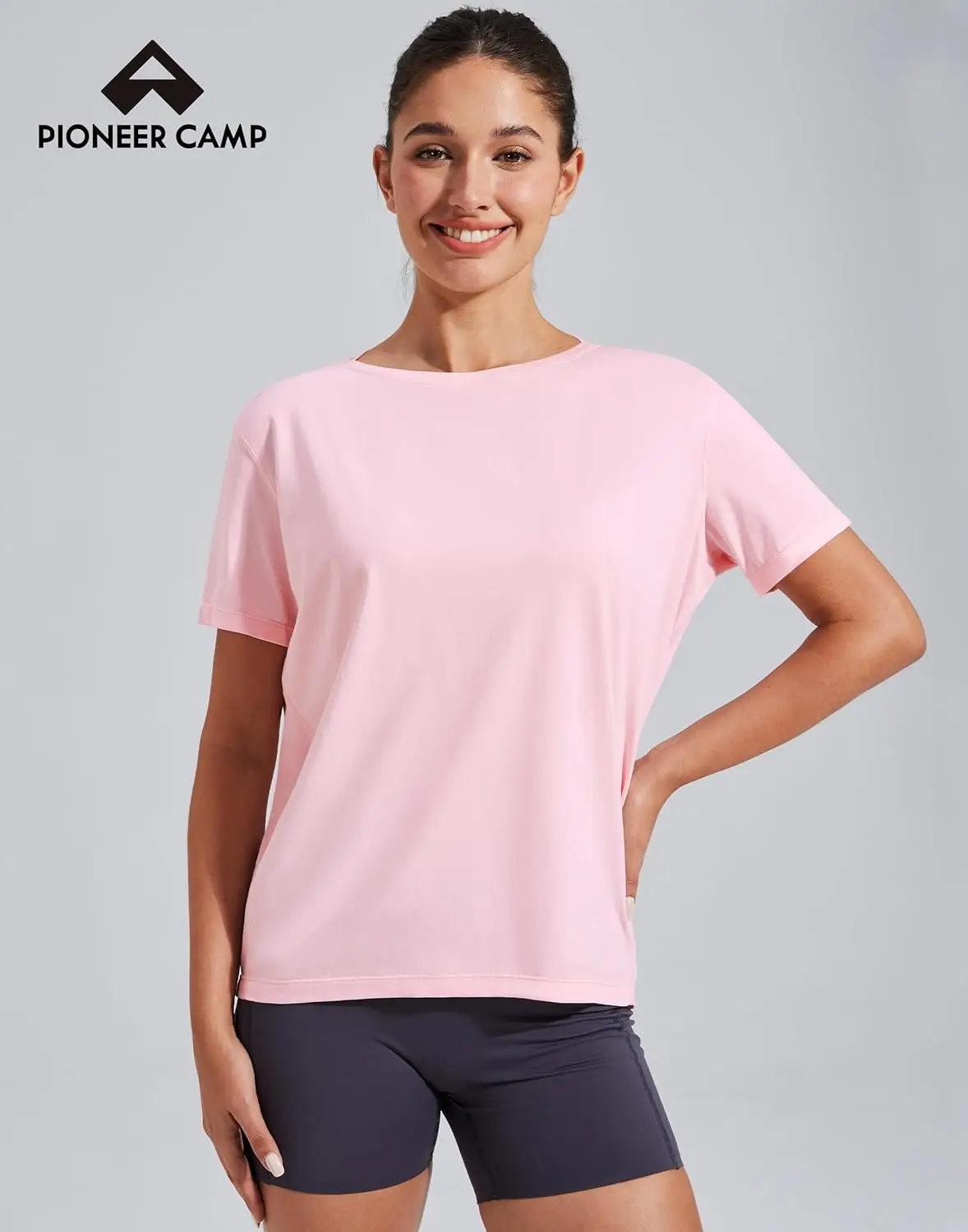 

Pioneer Camp Women's Bamboo Viscose Short Sleeve Shirt Neck Loose Fit Workout T-Shirt Gym Athletic Casual Tops