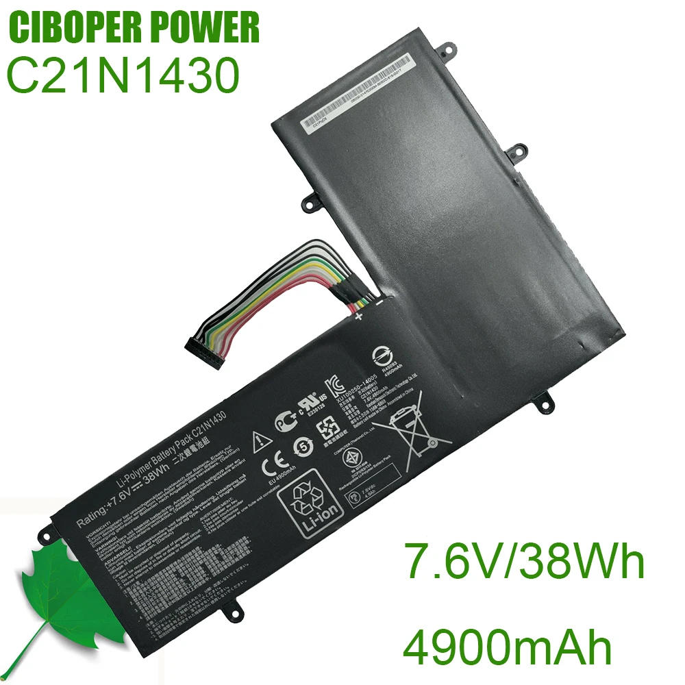 CP Laptop Battery 0B200-01470000 C21N1430 7.6V/38Wh/4900mAh For Chromebook C201PA C201PA5 Series Notebook