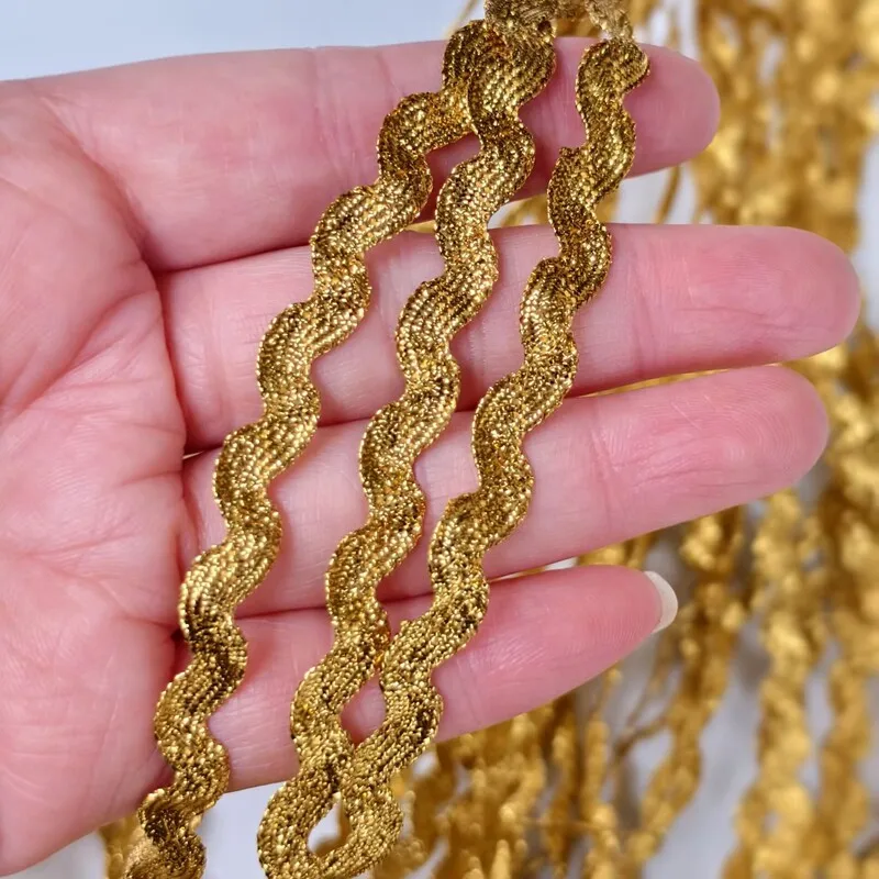 10Meters/lot 5mm Gold Silver Polyester S Shape Design Lace Ribbon Lace Trims Wedding Bride Dress Sewing Craft Z320