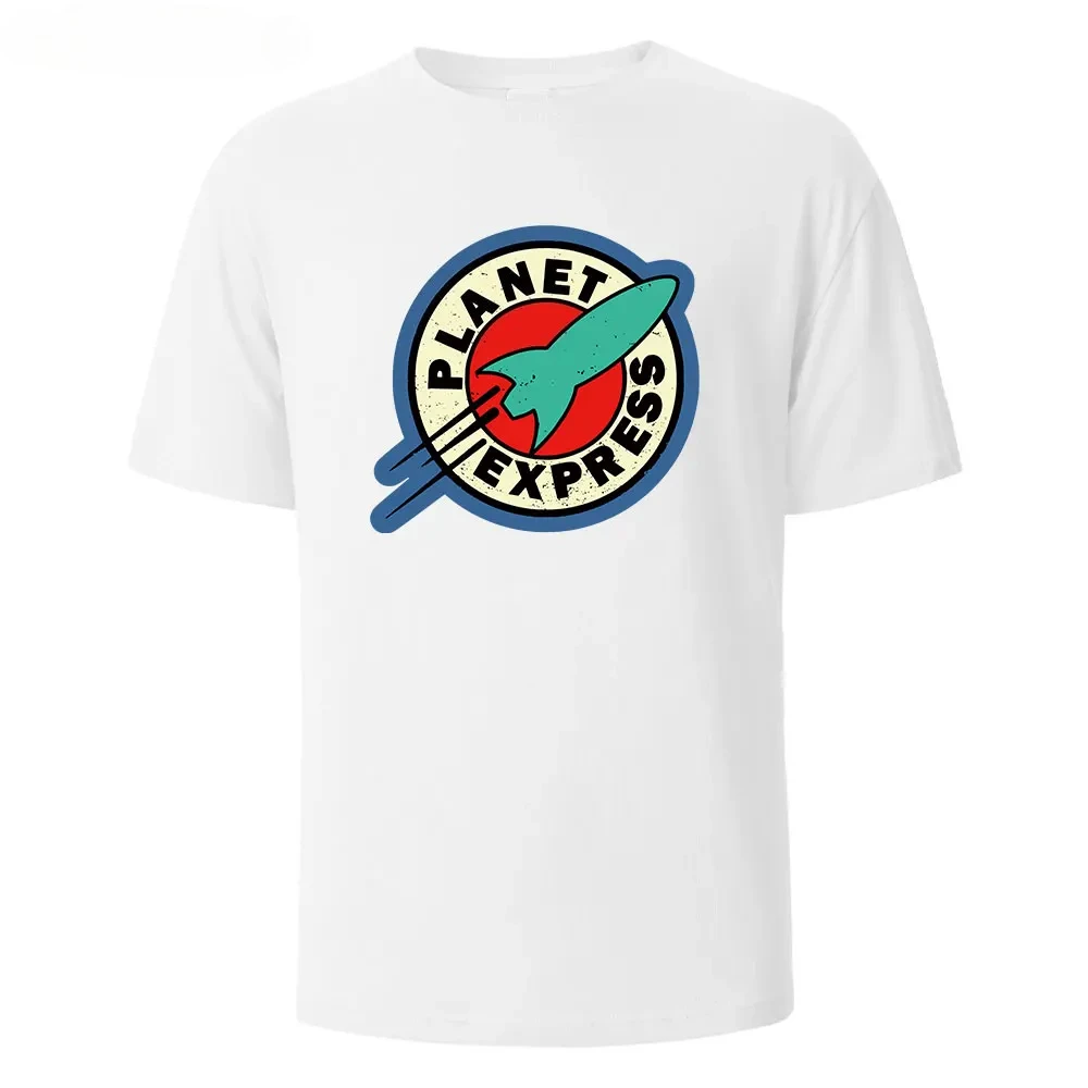 Planet Express Print Breathable Crew Neck Men's T-shirt Cotton Simple Fashion Casual Soft Men's Cartoon Personality T-shirt Y2K