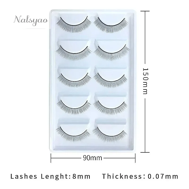 25 Pairs Practice Lashes for Lash Extensions Training, Thin Band 8mm Eyelash Strips to Make Your Own Lashes