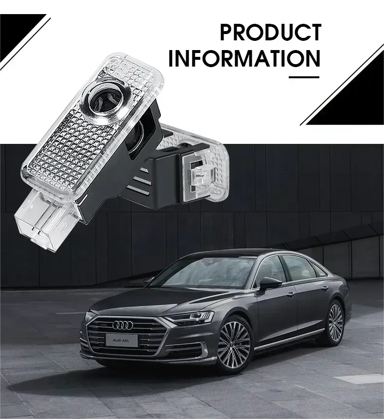 Led Car Door logo Welcome Light For Audi Sline Quattro A4 B5 B6 B7 B8 B9 A1 A3 8V 8P 8L A6 C5 C6 C7 A5 A7 A8 Q3 Q5 Q7 TT S3 S6