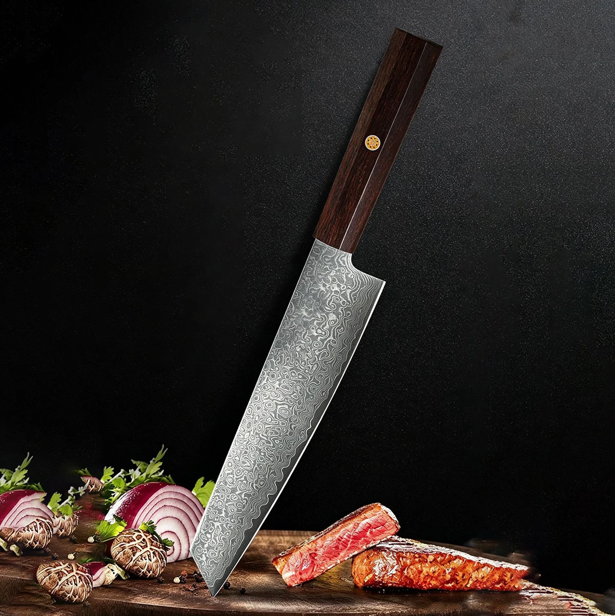 8.5 Inch Kiritsuke Knife 67-layers Damascus Steel VG-10 Blade Chef's Cleaver Sashimi Meat Slicing Sushi Vegetables Kitchen Knife