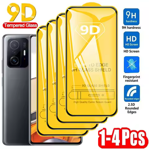 1-4PCS 9D Full Cover Screen Protector For Xiaomi Poco X6 Pro M6 X3 Pro C65 M5S M5 M4 M3 F6 F5 F3 C61 C40 C55 Tempered Glass