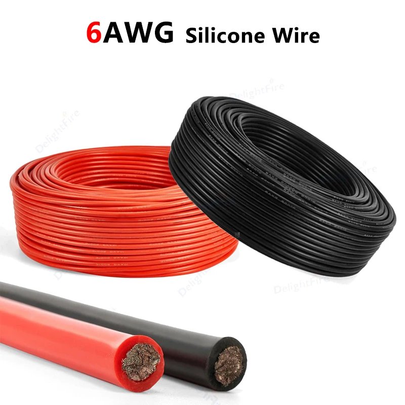 5-100m 6 Gauge Electrical Wire Boat Cable Standard 6AWG Silicone Tinned Copper Wire For Automotive Boat Speakers Solar Panel