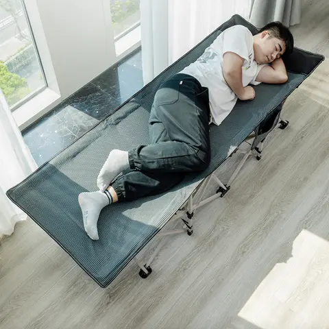 휴대용 야외 캠핑 침대, 홈 오피스, 점심 시간 싱글 침대, 탄소강 접이식 침대, 휴대용 캠핑 가구, A3