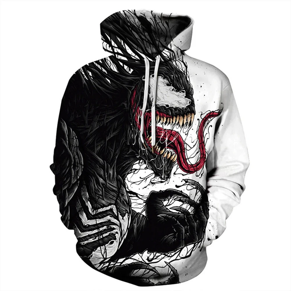 Boys Clothes Miniso Venom Hoodie Disney Spider-Man Men's Coat 3D Cool Print Hoodie Mangas Anime Revenge Hoodie Sweatshirt