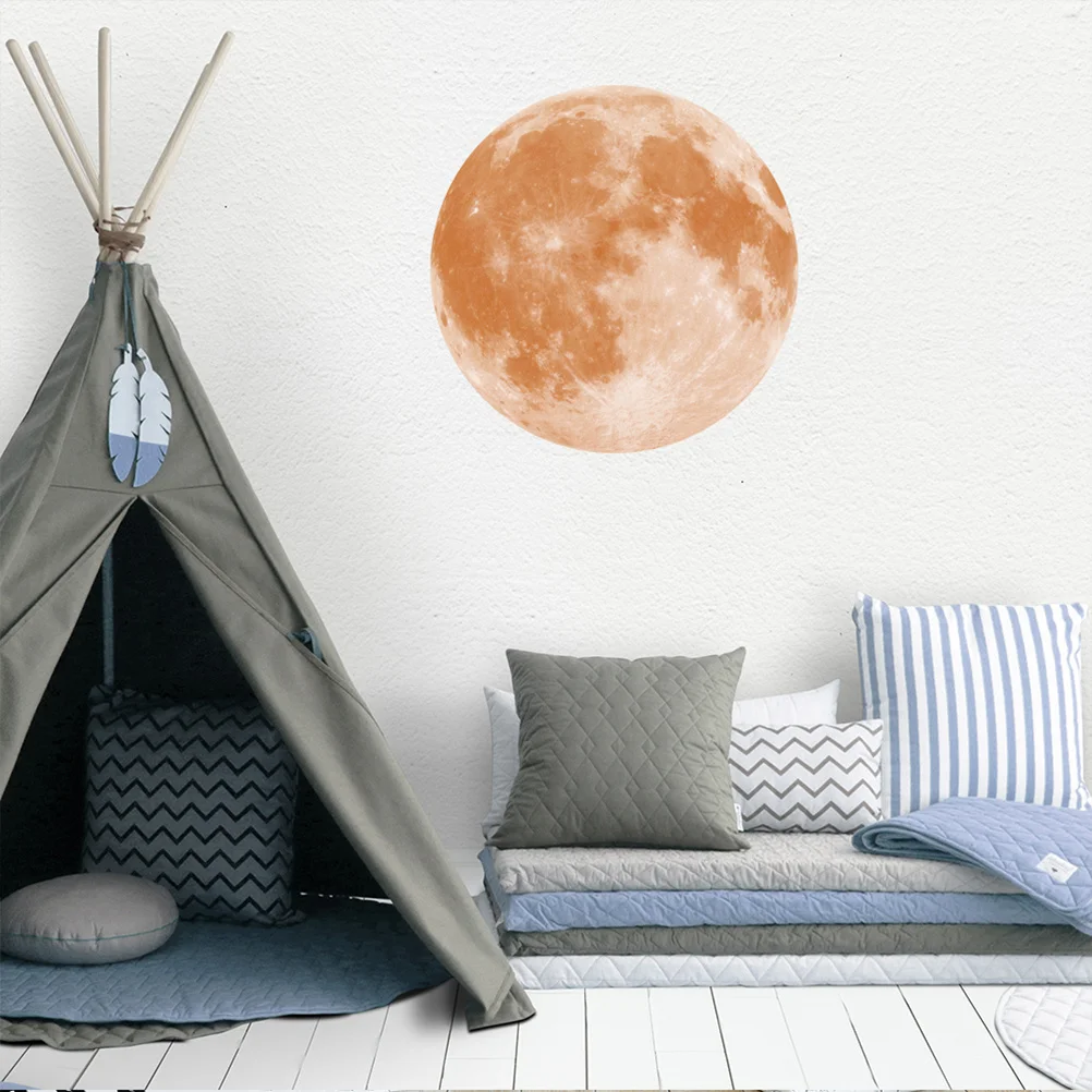 

1Pcs Glowing Moon Wall Sticker Round Luminous Decal for Bedroom Nursery Removable PVC Sticker Glowing Moon Wall Decal