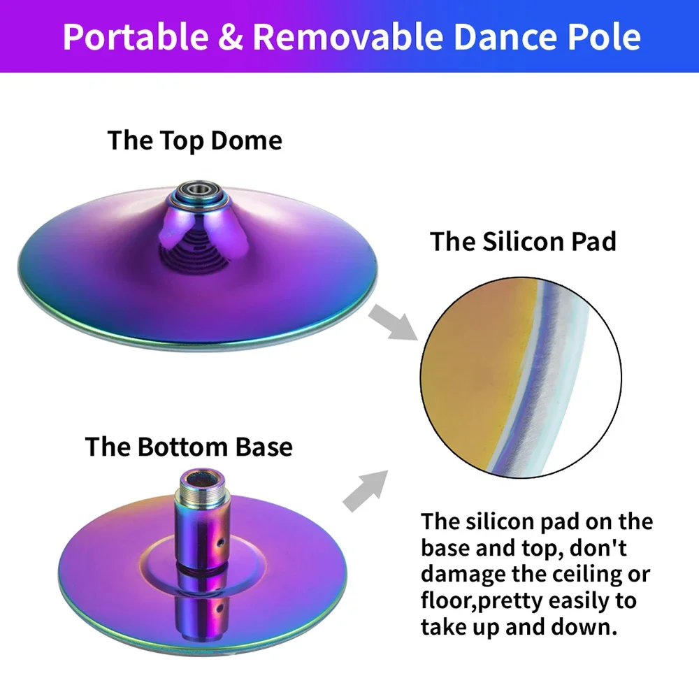 Removable Stripper Pole Kit, Home Dance 360 Spin Dance Training, Portable Fitness Dance Sport Exercise, Easy Install, 45mm