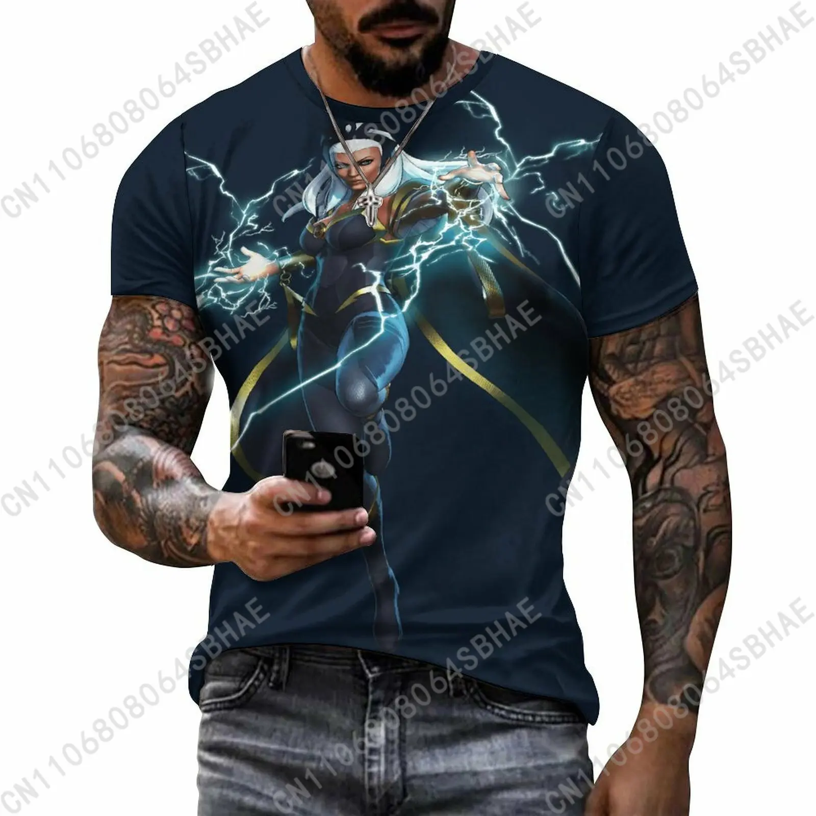 

Marvel Storm Custom Pattern Men's Cotton T-Shirt Short Sleeve Tee Men Tops Personalized Tshirt Summer Cosplay