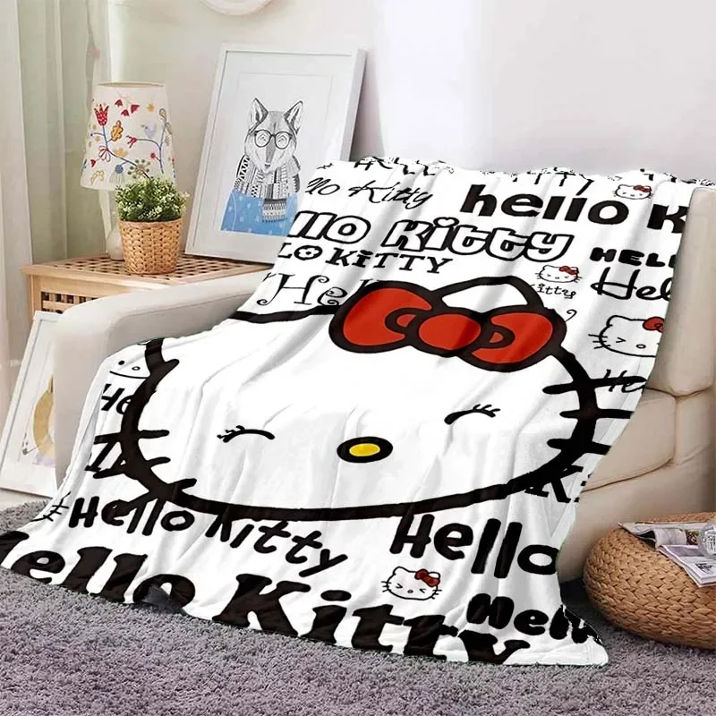 Sanrio Hello Kitty Custom Blanket Fluffy Cartoon Children Adults Warm Soft Quilt Sofa Plush Bedspread Throw Blanket for Sofa Bed