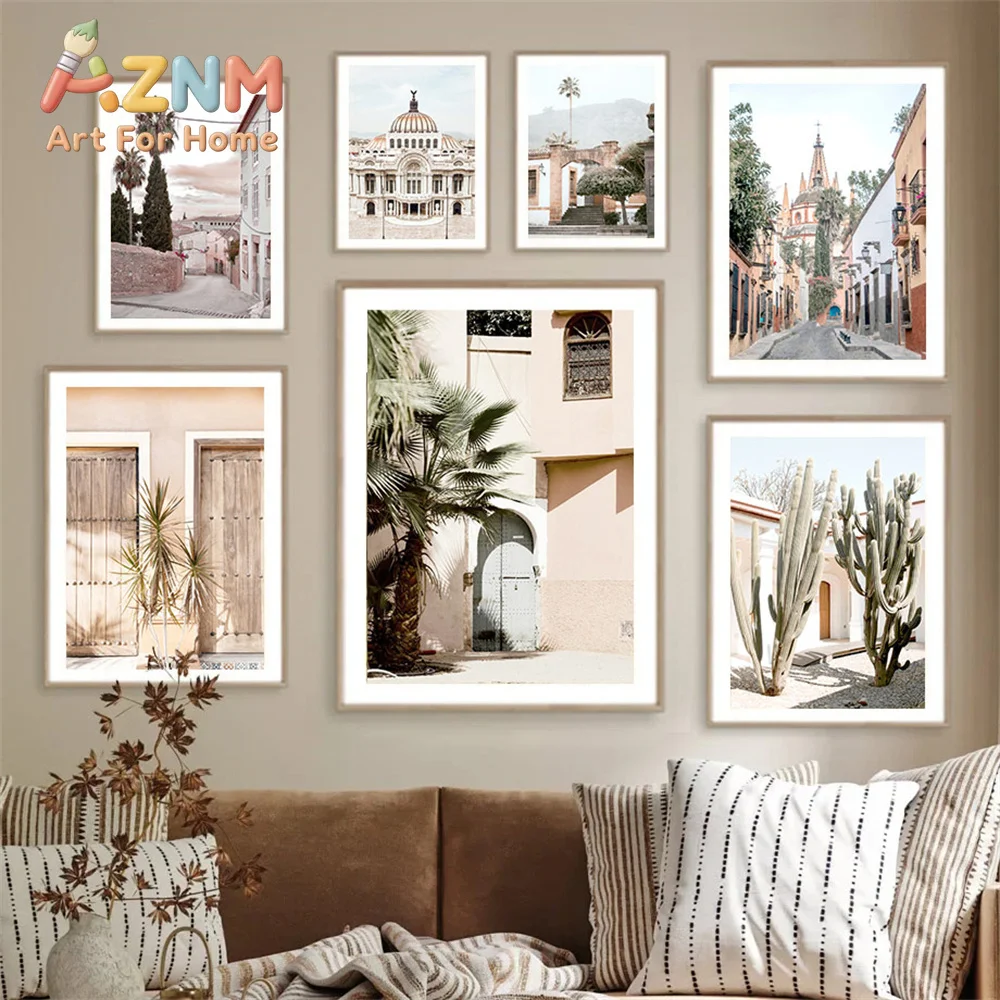 Tropical Plant Cactus Travel Landscape Poster Architecture Wall Art Canvas Painting Nordic Print Pictures Living Room Home De