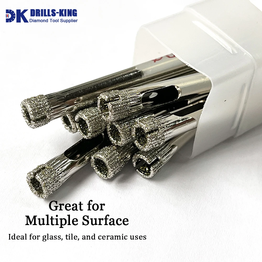 10 Pcs Diamond Drill Bit Set 6mm (1/4inch) Small Diamond Hole Saw Kit for Glass Ceramics Porcelain Ceramic Tile Marble