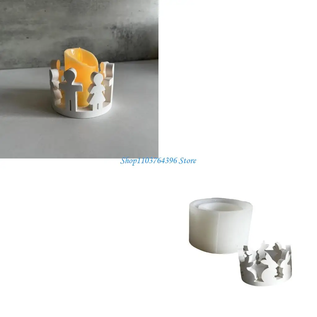 أرنب مصباح قالب من السيليكون Tealight شمعة ظلال قوالب الجبس زخرفة قوالب سيليكون الملمس لحلية صنع اليد