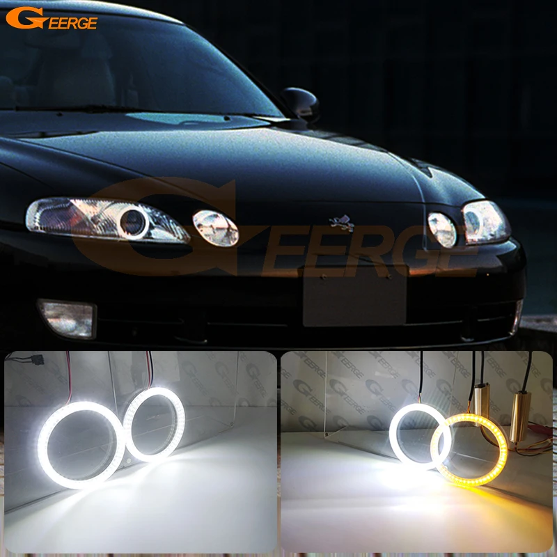 For Toyota Soarer Z30 Lexus SC300 SC400 1992 - 2001 Ultra Bright A/W Switchback DRL Turn Signal SMD LED Angel Eyes Halo Rings