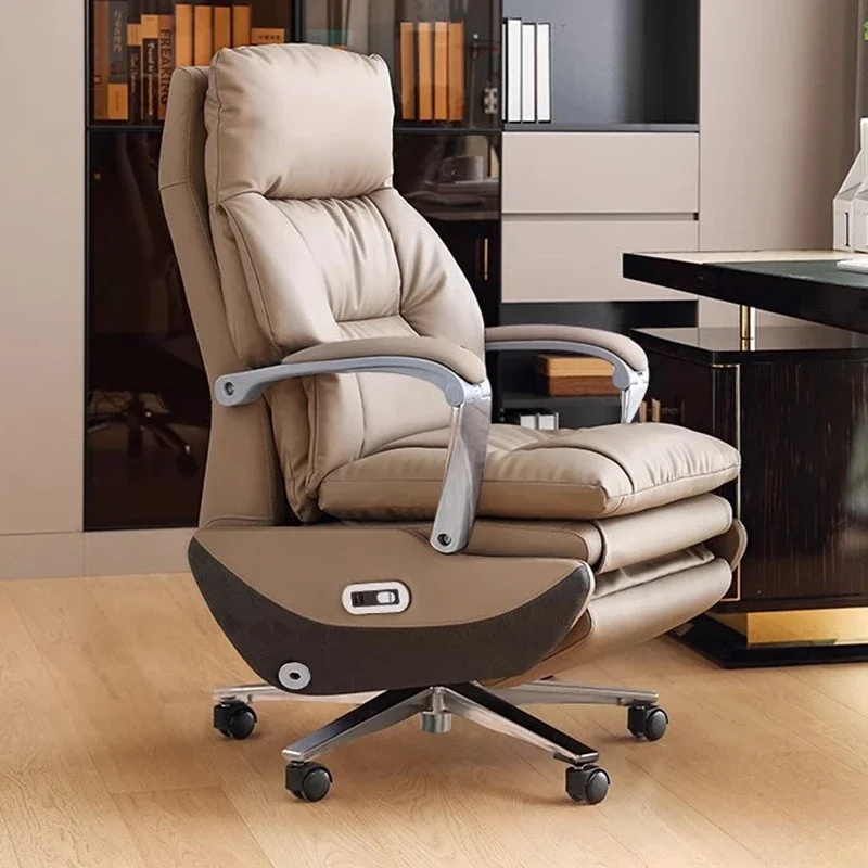 Leather Mobile Office Chairs Vanity Comfortable Cushion Massage Office Chairs Swivel  Modern Furniture
