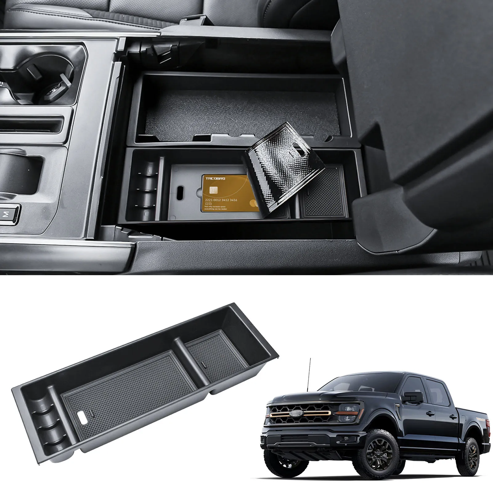 Center Console Organizer Tray  for 2024 2025 2026 Ford F150 & F150 Lightning Interior Secondary Armrest Box Storage Accessories