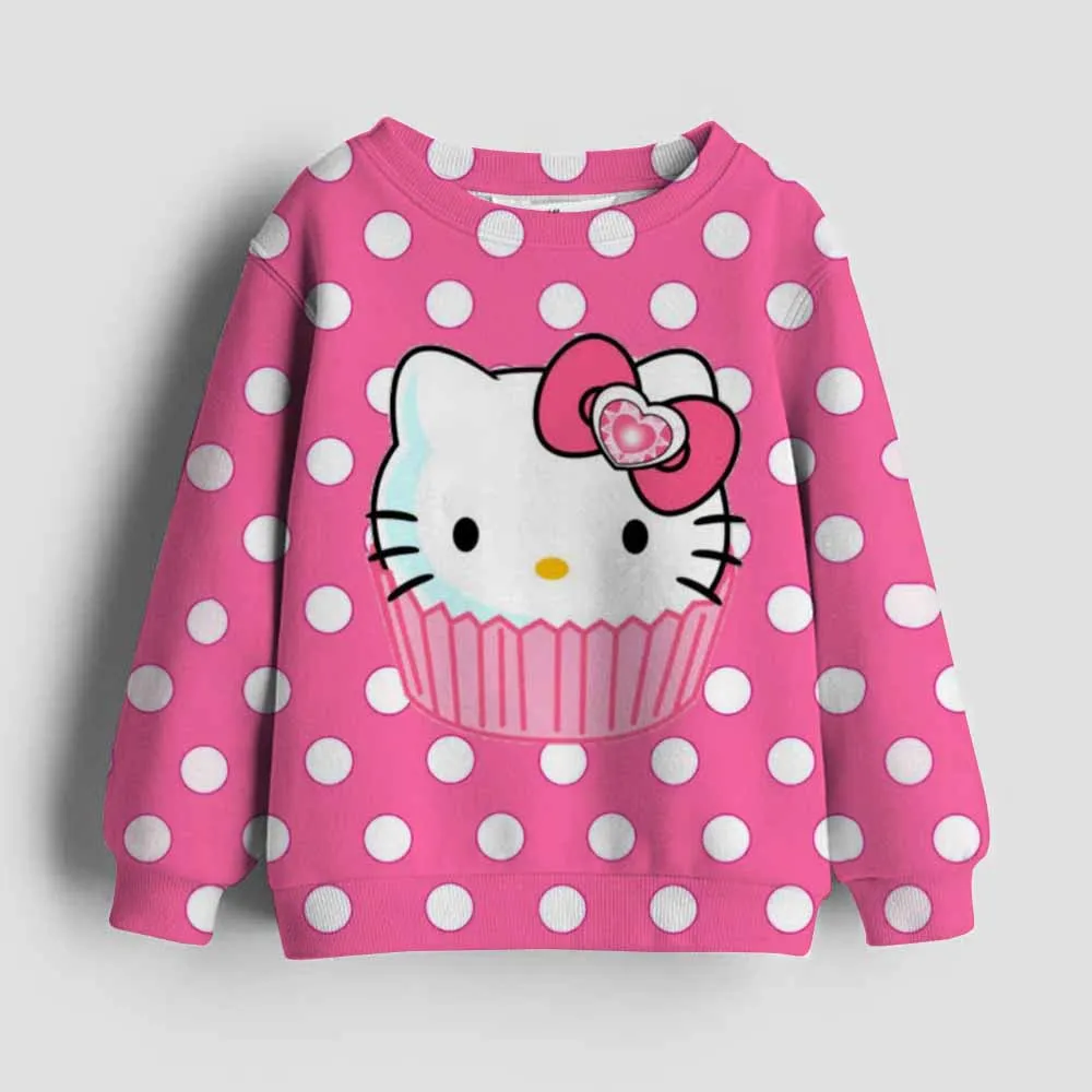 

Sweatshirts Winter Children's Clothes Hello Kitty Kuromi print Pullover Autumn Children's Long Sleeve Baby Girl Sweater Holiday