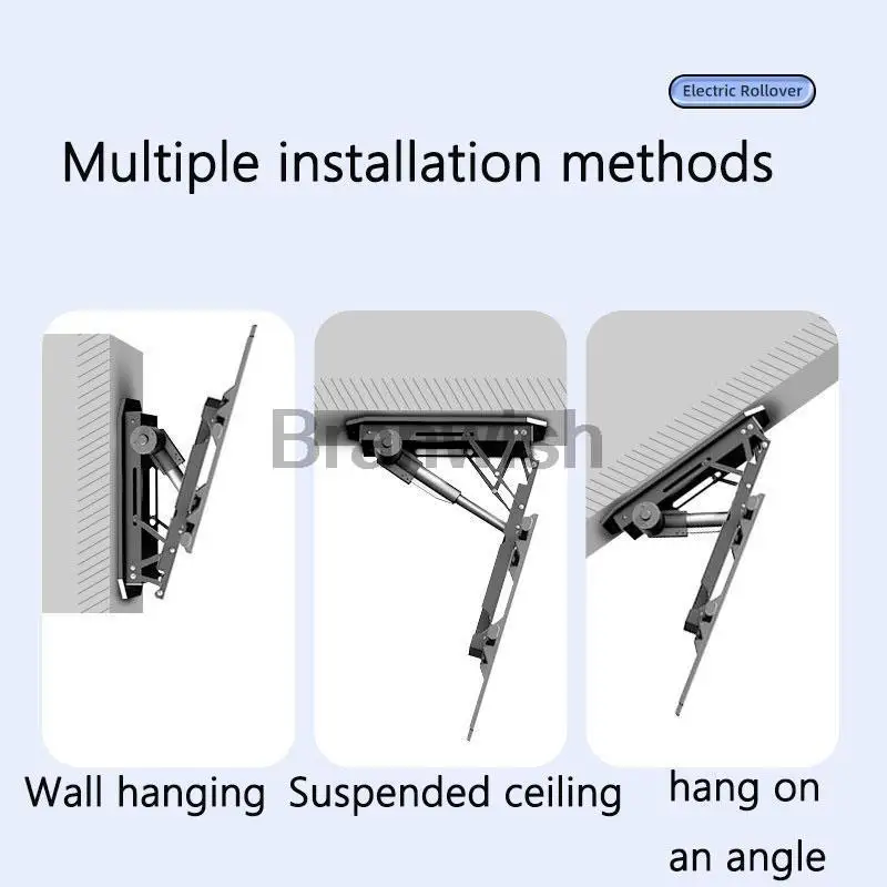 50-90" Ceiling Lift 0-85 Angle Adjust TV Rack 50kg LBS Television Wall Holder with Remote Control Monitor Support Stand For Home