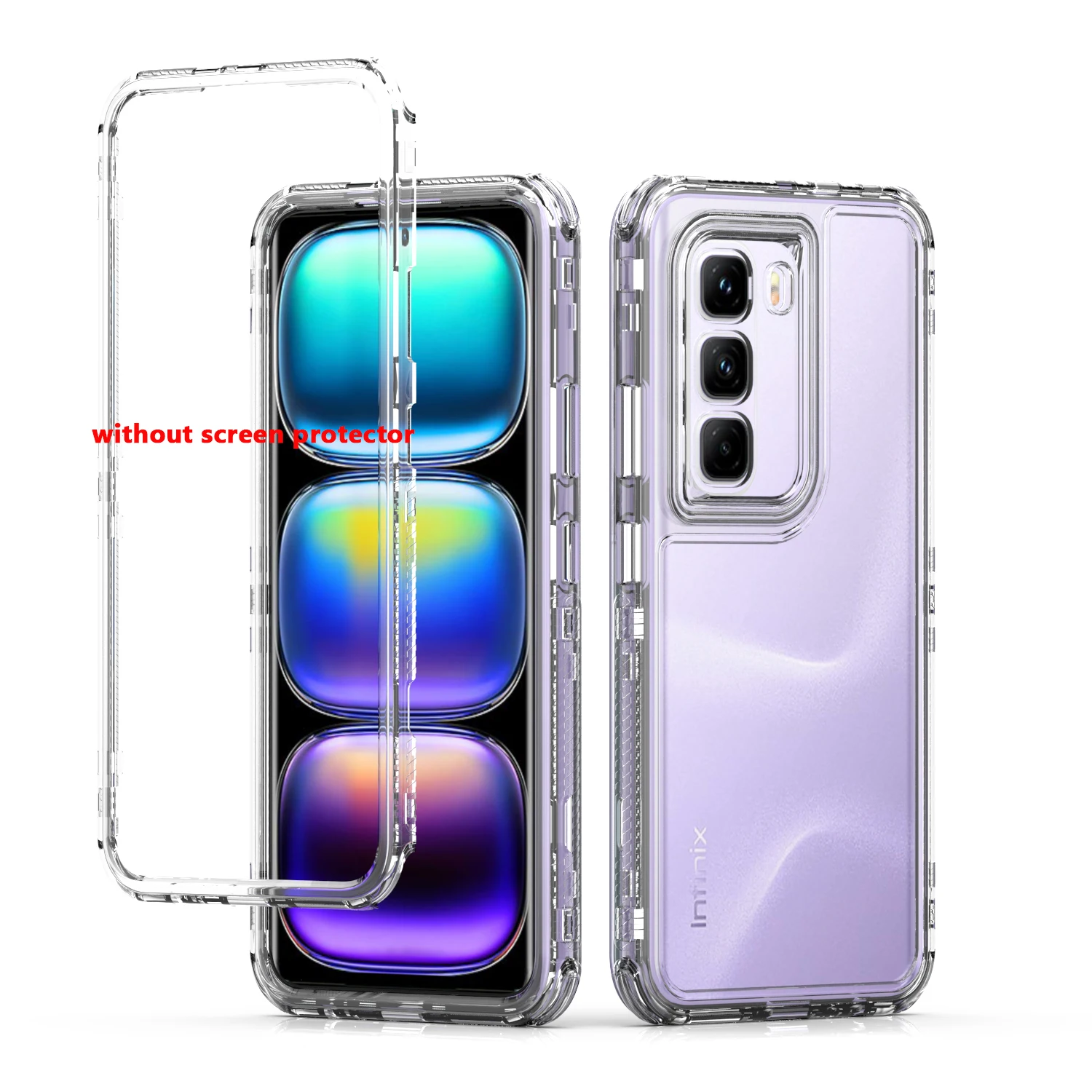 3 in 1 Hybrid Armor Shockproof Case For Infinix Hot 50 Pro Plus 4G 6.78 inches Plastic Frame Transparent Acrylic TPU Phone Cover