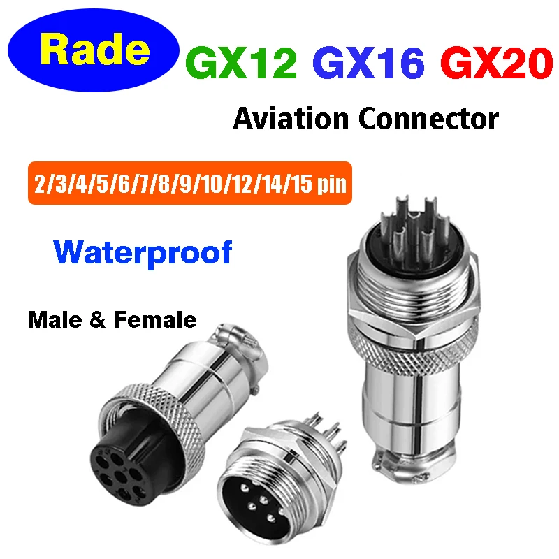 

5/10/100Sets Aviation Plug Scoket GX12 GX16 GX20 Male And Female Waterproof Connector 2/3/4/5/6/7/8/9/10/12/14/15 Pin