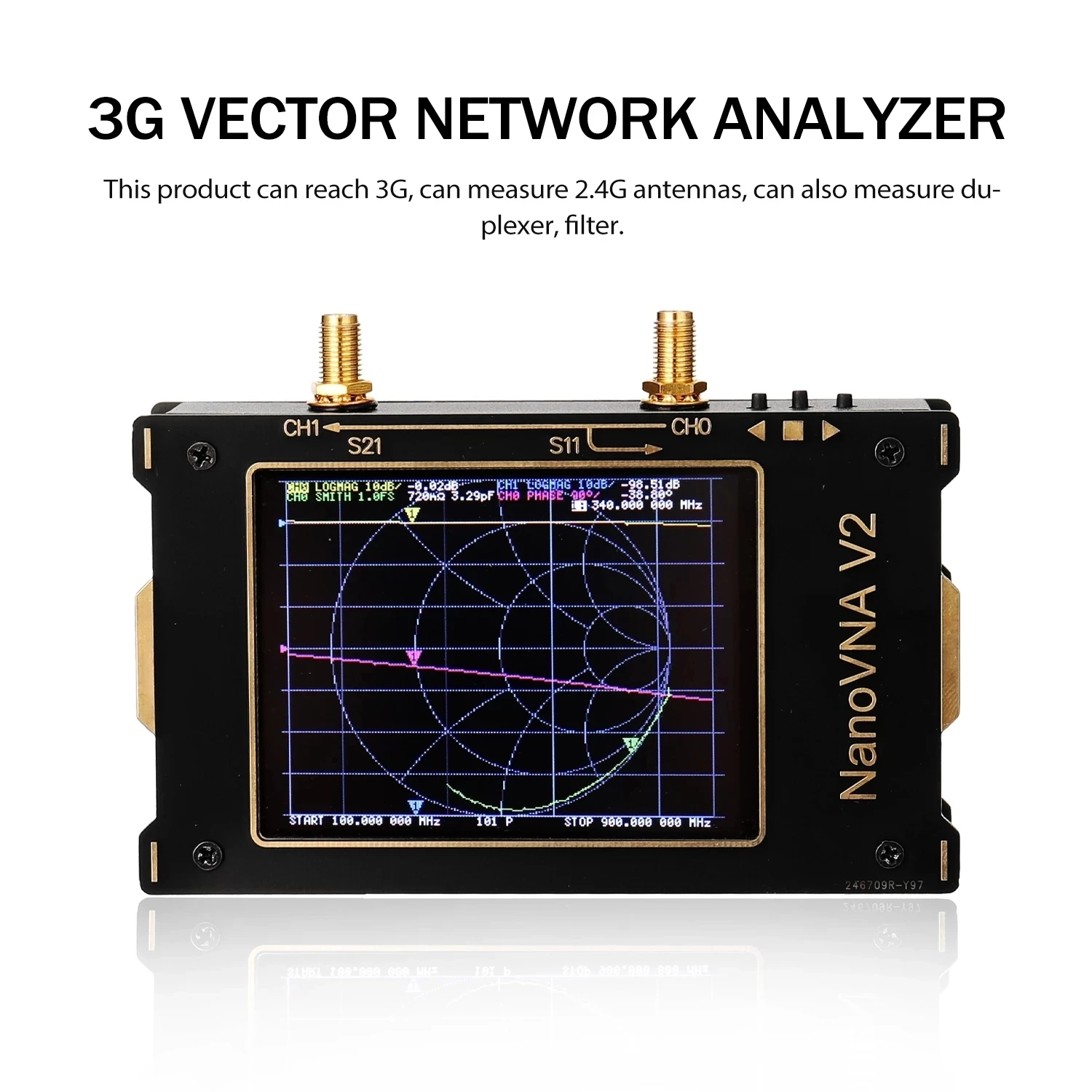 

3.2inch 3G Vector Network Analyzer 50KHz~3GHz S-A-A-2 NanoVNA V2 Antenna Analyzer Shortwave HF VHF UHF Duplexer Filter+Battery