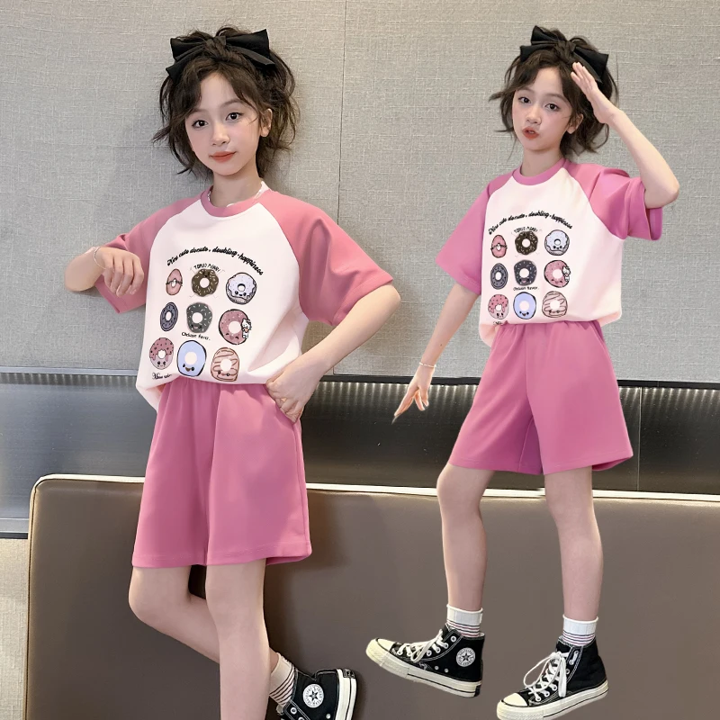 

Girls Clothes Set Tee+Shorts Suits Child 2-Pieces Of Short-Sleeve Top+Shorts Bottom Toddle Girls Casual Clothing Set Size 4-14Y