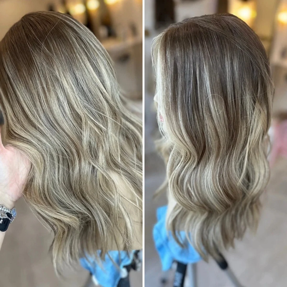 

Модный Карамельно-коричневый парик Ombre Объемная волна Синтетический парик фронта шнурка для женщин Быстрая доставка Парики высокой плотности Ежедневное использование