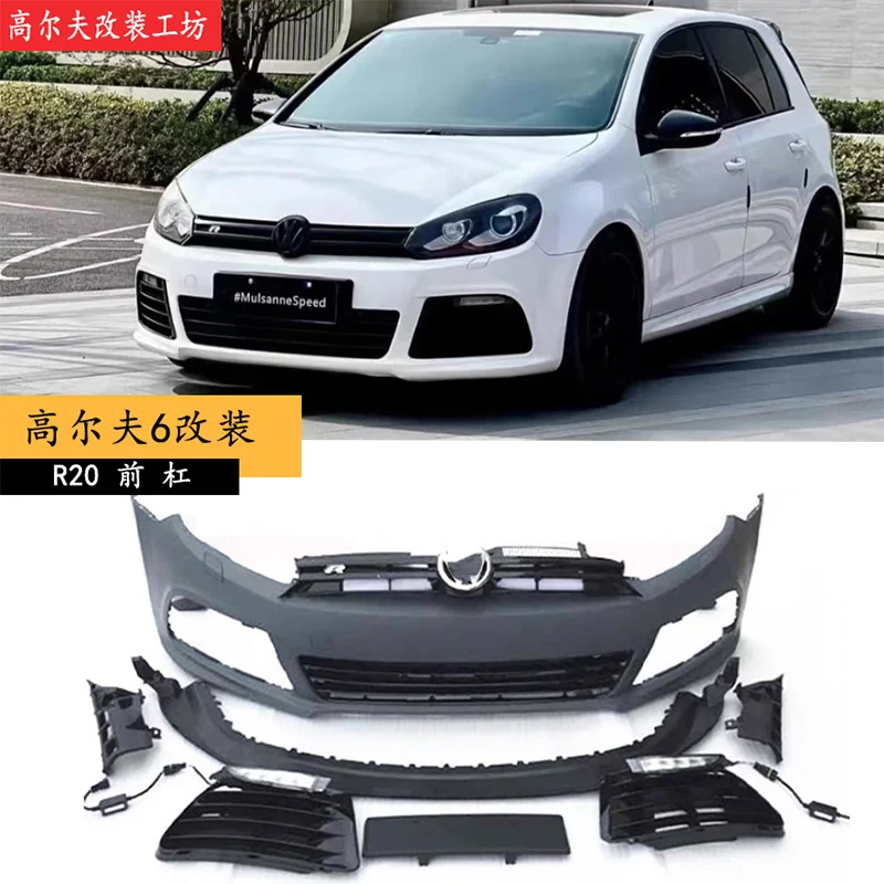 Car Body kit front rear bumper surrounded Radiator side skirt Grille grill For VW Golf 6GTI changed to R20 kit