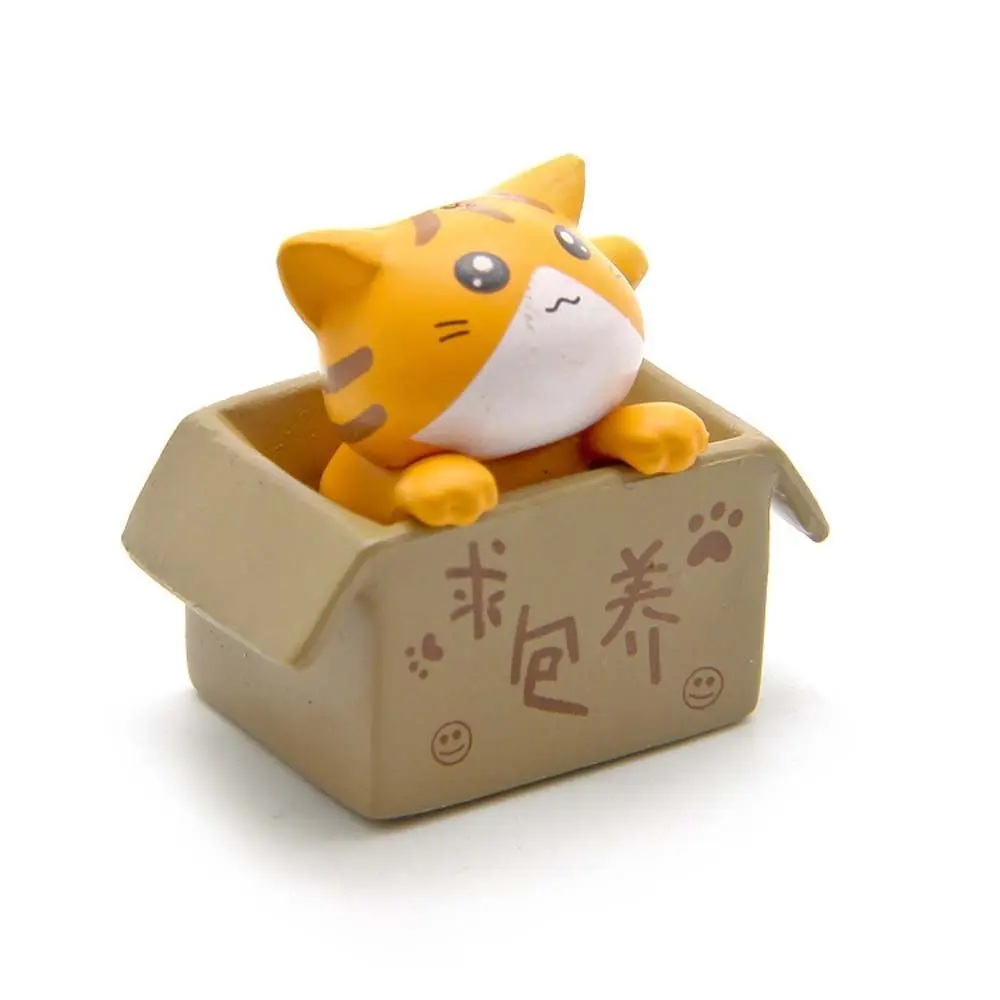 

DIY Miniatures Cute Kitten Cartoon Crafts Ornament Kitty Model Car Figurine Poor Box Cat Small Statue