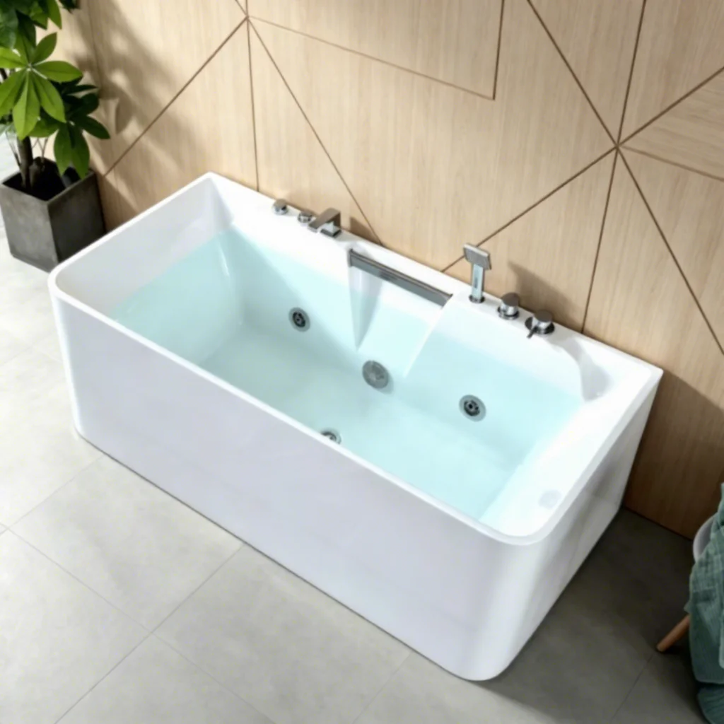 

&c Modern Luxurious White Acrylic Spa Bathtub Rectangle Whirlpool Massage Drainer Indoor Use Freestanding Hotel